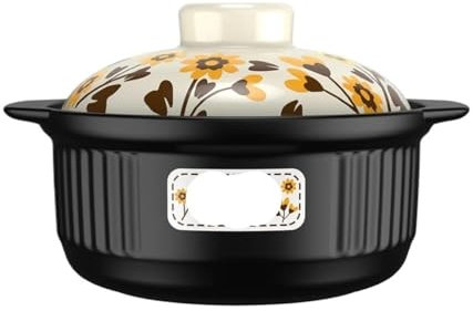 UBOHUZ Casseruola Pentole in Ceramica da 115 OZ for Cucinare con Coperchio, pentola for Cucinare, pentola di Terracotta, casseruola in Ceramica, pentole per Brasare, Stufare