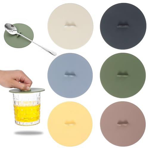 TIESOME 6Pcs Silicone Cup Covers, 4inch Silicone Mug Lids Colorful Universal Cup Lids Reusable Mug Covers for Tea Coffee Cup