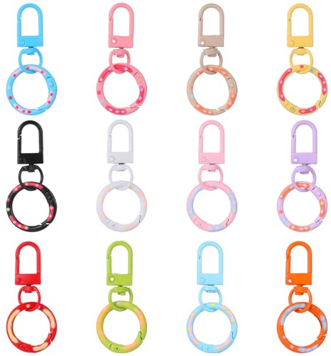 Mabor 12 Stück Mini Karabiner Karabinerhaken Klein Schlüsselringe Schlüsselanhänger Schlusselring mit Karabiner für DIY Handwerk Taschenzubehör Schlüssel Schlüsselbänd(17mm O-Ringe)