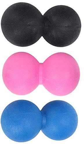 YIZISECCE for TPR Yoga Massage Ball, Portable Muscle Relax Fitness Body Fascia Exercise Ball Set (Black + Rose red + Blue)