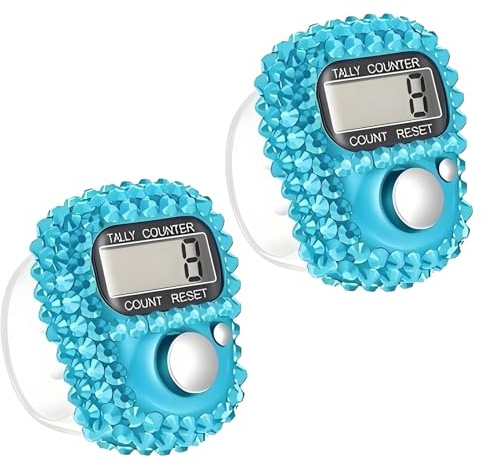 GOUDOGEDC 2Pcs Electronic Finger Counter, Resettable Mini Lap Counter, Electronic Digital Display Finger Hand Tally Counter Counting for Golf, Goods Counting Knitting Accessories