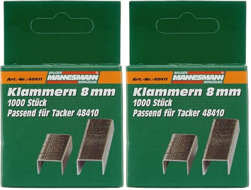 Brüder Mannesmann - Agrafes 8mm - 1000 unités - Art.-Nr.:48411 (Lot de 2)
