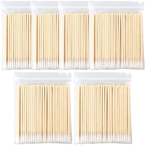 600 bastoncillos de algodón de 7 cm con punta de punta, bastoncillos de algodón con punta de precisión con palos de madera para tatuajes, cejas, belleza, maquillaje