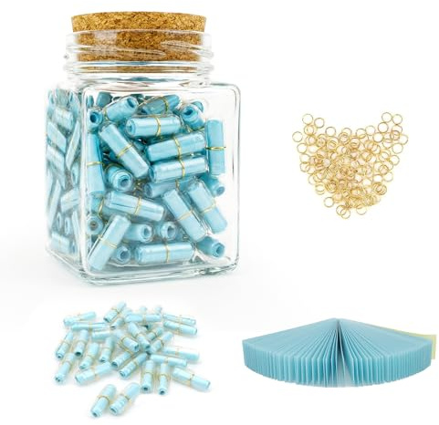 Prmape 101 Piezas Cápsulas con Mensajes, Azultransparente Cápsulas con Mensajes en Una Botella, Love Happy Letter Pill para Cumpleaños/San Valentín/Día De la Madre