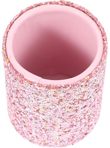 Porta Brochas de Maquillaje Portátil, Cubo Plástico Decorativo Rosa | Diseño Resistente y Ligero, Mantiene Ordenado, Formato Compacto para Guardar Pinceles y Herramientas Cosméticas