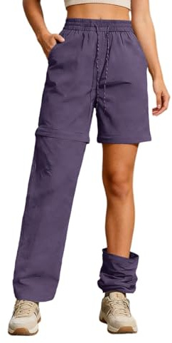 Generisch Wanderhose Kinder Zip Off Outdoor Hosen Für Damen Jogginghose Funktionshose Zipp Off Hose Weites Bein Trekkinghose Wanderhose Kinder Zip Sommer Sportbekleidung Lockere Lila L