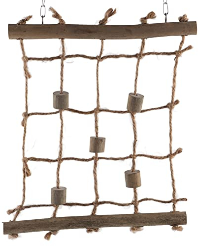 Vogelkletternetz Haustier Vogel Spielen Hanfseilnetz Papagei Kletterleiter Hängen Käfig Kauen Hängen Schaukelnetz für Papagei Spielen Kauen Hocken