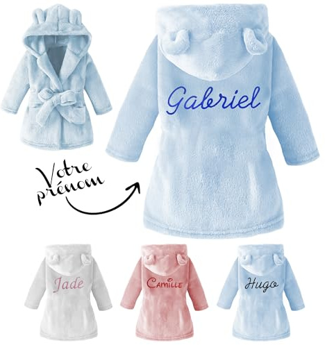 KDO MAGIC Peignoir bébé personnalisé avec un prénom | Idée cadeau | Robe de chambre personnalisable | Personnaliser | Broder | Bébé | Cadeau naissance | Fille | Garçon | Noël