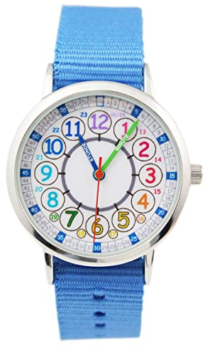 Bigbangbang Kids Analog Watch，Read and Learn Time Easily, Wrist Watch for Boys and Girls with Soft Cloth Band,Analog Time Teacher Wristwatch,Todder Watch Children's First Watch (Blue)