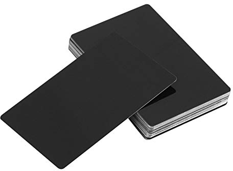 50 x Metall Visitenkarten Rohlinge, Metall Karten, Schwarz, Lnkjet- und Lasermarkierung Geeignet, Wasserfestes Aluminium, Gravierte Businesskarten für Büro und Office