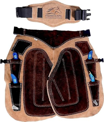 70cm-27 Farrier Apron, Premium Farrier Full Leather Hoof Apron, Real Suede Farrier Tool Apron, Trimmer Chaps Hoof Care, Farrier Men & Women Adjustable Apron