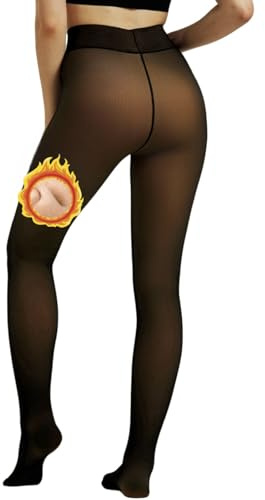 Arkim S/M/L/XL Collant femme hiver, Legging collant polaire femme grande taille, Collants thermiques pour femme - Doublure d'hiver - Faux translucide - En peluche
