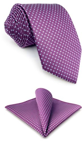 S&W SHLAX&WING Corbatas para Hombre Dotty Purple con Blue Dots Tie Set Extra Long