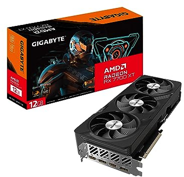 Gigabyte Radeon RX 7700 XT Gaming OC 12G Grafikkarte, 3X WINDFORCE Lüfter, 12GB 192-Bit GDDR6, GV-R77XTGAMING OC-12GD Grafikkarte