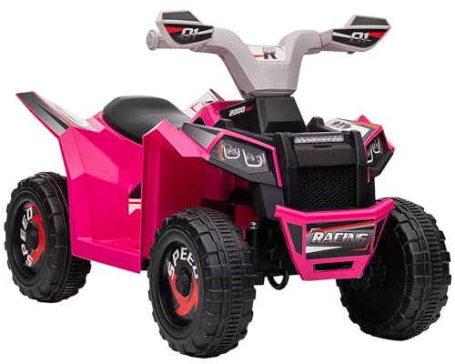 HOMCOM 6V Electric Quad Bike Kids Ride On All Terrain Vehicle with Forward Backward Function, for Ages 18-36 Months - Pink