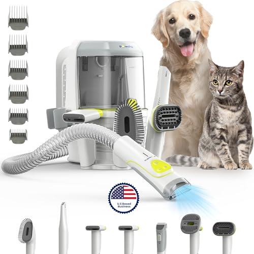 PAWSPIK GromingPro Rx - Aspirapolvere per animali domestici, controllo diretto, 7 strumenti per la toelettatura degli animali domestici, 6 livelli di aspirazione per peli di animali domestici, grande