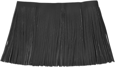 QUARKZMAN 1 Yard 20,32 cm (8 tum) dubbelsidigt konstläderfransar för sömnad gör-det-själv kläder hantverk kjoldekoration, svart