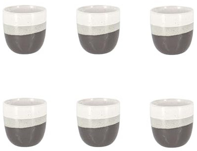 NOVASTYL - Lot 6 tasses expresso riga 11cl marron en grès - 2414146