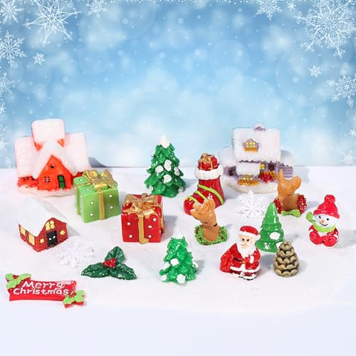 Bustlwor 21 Piezas Adornos en Miniatura de Navidad, áRbol de Navidad en Miniatura, Micro Adornos Navideños, Figuras Navidad Miniatura, Accesorios para Decoración Celular Regalo, DIY Manualidad