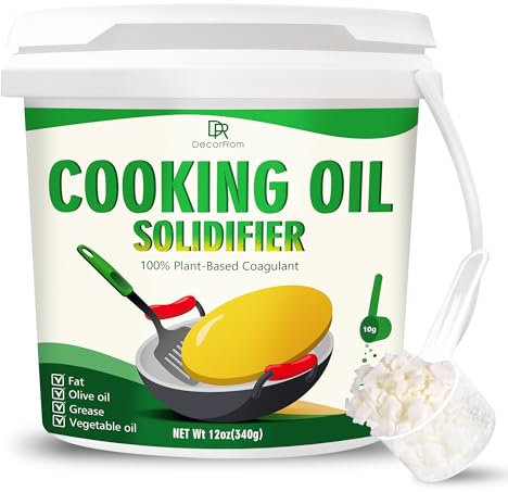 Pó de Solidificación de Aceite de Cocina 340g - Eliminación Ecológica de Aceites de Freír - Limpieza Eficaz de Manchas de Aceite en la Cocina - Solidifica Rápidamente Aceites Usados