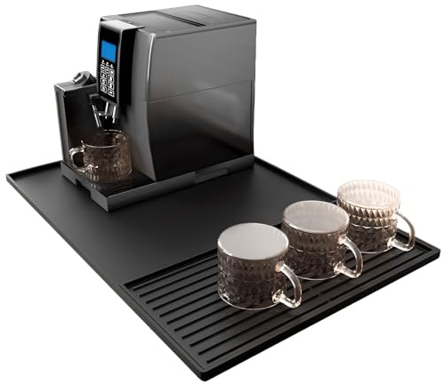 SOQKEEN Tappetino Macchina Caffe, 60 x 40 cm Tappetino Macchina da Caffe in Silicone con 40 x 19 cm Staccabile Tappetino Scolapiatti Silicone, Tappetino Sotto Macchina Caffe