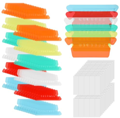 Tinoaly 120 Uds Etiquetas para Carpetas Colgantes de Archivos, Colores Transparentes Plástico Etiquetas para Carpetas con Insertos de Papel por Organizar Oficina e Identificar Rápidamente Documentos
