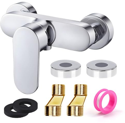 DGMI Mitigeur Monocommande Douche Chromé, Robinet Mitigeur de Douche Mural, Mitigeur Douche, Robinet Douche Universel Filetage G1/2