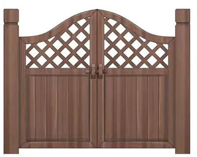 Cancello da giardino in legno a doppia porta ad arco, 140 x 130 cm, divisorio per la privacy per cortile e orto, ingresso esterno resistente, elegante decorazione paesaggistica