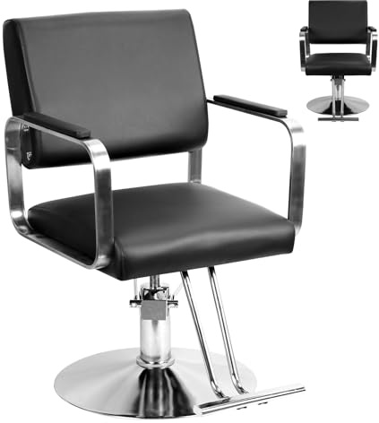 VioroKew Chaise de barbier hydraulique professionnelle – Chaise de coiffure pivotante à 360° avec repose-pieds, hauteur réglable pour salon de beauté, salon de beauté, siège de shampooing portable
