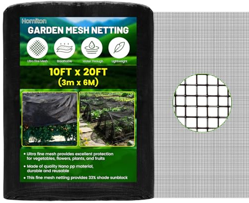 Homiton Stronger Garden Mesh Netting, 10 x 20 FT Ultra Fine Nano PP Plant Covers, Small Animals Bird Net Barrier Screen for Vegetables Plants Fruits Flowers Protection, Shading Rate 33%