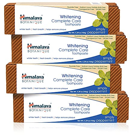 Botanique Whitening Simply Peppermint |Prevents Germs and Improves Oral & Dental Health |Strenghtens Teeth| All Natural, Fluoride & SLS Free | 100% Vegetarian and Vegan Friendly-150g (Pack of 4)