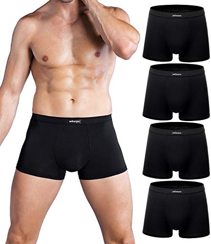 wirarpa Mens Mirco Modal Underwear Trunks Soft Boxer Shorts Gents Microfibre Underpants Multipack Black Size M