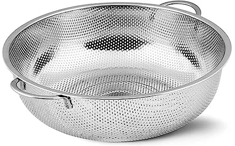 MGE - Colador de Verduras 25 cm - Escurridor Pasta - Colador de Metal Microperforado de Cocina para Drenar Pasta, Verduras, Frutas y Arroz