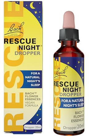 Rescue Night Dropper | Aid a Natural Night's Sleep | Bach Original Flower Essences | Easy-to-Use 20ml Dropper | Help Switch Off Repetitive Thoughts for Restful Sleep​