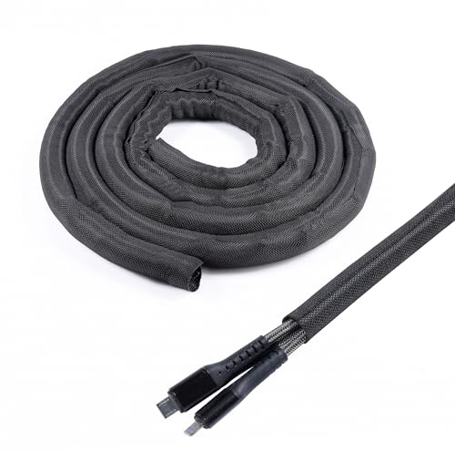 Black Braided Cable Management Sleeves Wire Loom Tubing Cord Protector Self-Wrapping (1/2-12Feet)