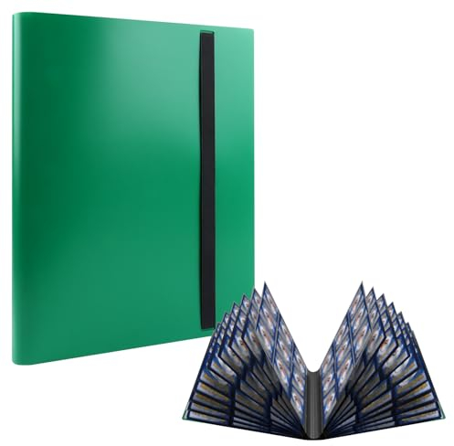 RISVOWO Album de Cartas, 360 Cartas Coleccionables, Transparente Álbumes de Tarjetas Coleccionables, Impermeable Álbum Colección Tarjetas Para Tarjetas de Tamaño Estándar (Verde)
