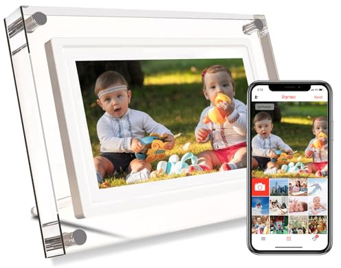 Frameo 7INCH WiFi Acrylic Digital Picture Frame,1024 * 600 IPS Screen Digital Photo Frame,32GB Build in Memory,Auto-Rotate,Share Your Love Anytime Anywhere