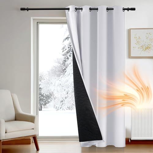 Deconovo Mörkläggningsgardin vardagsrum tjocka gardiner vintergardiner köldskydd termiska gardiner mot kyla, 240 x 140 cm (höjd silvergrå, 1 st