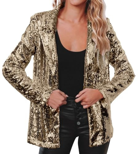 Blazer à paillettes pour femme | Vestes légères sexy à col rabattu pour femmes, vestes de marche à manches longues pour femmes, coupe ajustée, blazer cardigan pour femmes, vestes de costume, taille S,
