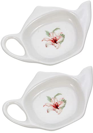 GRIRIW Porta Bustine Di Tè in Ceramica Per Uso Domestico Piccoli Sottobicchieri Per Bustine Di Tè Bordi Lisci Set Da 2 Piatti Per Cassetti