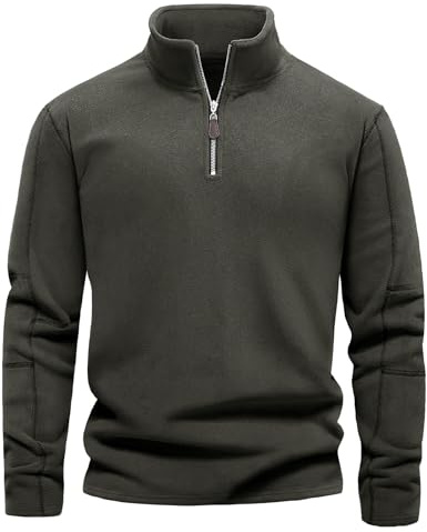 TOMEEK Mens Sweatshirts Quarter Zip Jumper V Neck Pullover Long Sleeve Sweater Work Jumpers for Men Fleece Hoodie(Dark Grey,L)