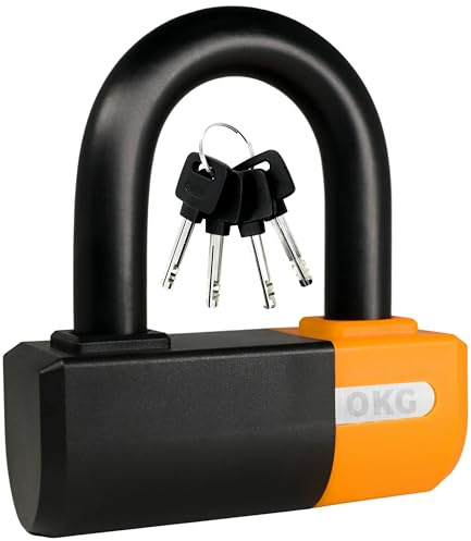 OKG Robustes kleines U-Schloss – 18 mm Anti-Schnitt-Mangan-Legierungsstahl U-Schäkel | Doppel-Riegel, Anti-Diebstahl-Motorradschloss für E-Bike/ATV/Anhänger, bohrfest und wetterfest (4 Schlüssel