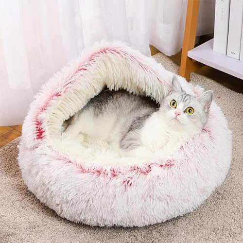SHJOEE Fluffig hund kattbädd snäckformad 70cm husdjurssoffa varm husdjur cushio mjuk fuskpäls husdjurssäng tvättbar plysch hund katt korg mjuk gosig säng för inomhussömn