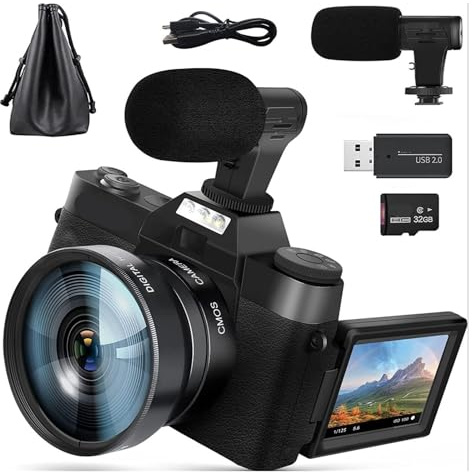 YVAAASIYC Cámara Digital 4K de 48 MP for fotografía y Vlogs, compacta con Pantalla abatible Enfoque automático