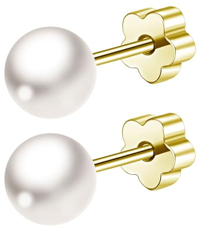 JUZICHEN Boucles d'Oreilles En Perles Pour Femme, Boucles d'Oreilles Perles En Acier Inoxydable Chirurgical Or/Argent, Hypoallergénique Bijoux Pour Femmes, Avec Boîte Cadeau