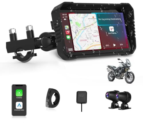 【NUOVO 】Carplay Moto Android Auto con 4K Dash Cam Doppia Fotocamera | 6,25 Pollici Navigatore Moto Carplay Schermo, Supporto Android Auto & Carplay, Bluetooth, IP67 Impermeabile, Navigazione GPS