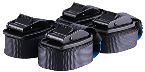 Sandax - Cinghie di fissaggio con chiusura a morsetto e protezione con fibbia in gomma, lunghe 4 m e larghe 25 mm, portata fino a 540 kg, secondo DIN EN 12195-2, set da 4 pezzi, colore nero