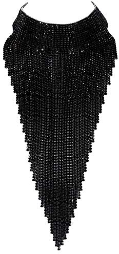 EVER FAITH Damen Kristall Quaste Kragen Luxus Aussage Halskette für Bankett, Prom Schwarz Schwarz-Ton