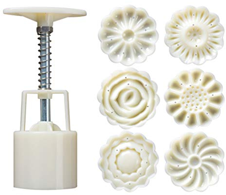 Healifty Keksstempel Mondkuchenform Stempel Blumen Keksstempel Mond Kuchen Form Stempel Plunger Mid Autumn Festival Keksausstecher DIY Mondkuchenpresse Formen 1 Set 50 g
