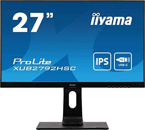 iiyama XUB2792HSC-B1 27 Inch IPS LCD USB-C 65 W Charging, 4 ms, Full HD 1920 x 1080, 1 x HDMI,1 x Display Port In, 2 x USB, 2 x 2 W Speakers, HA Stand